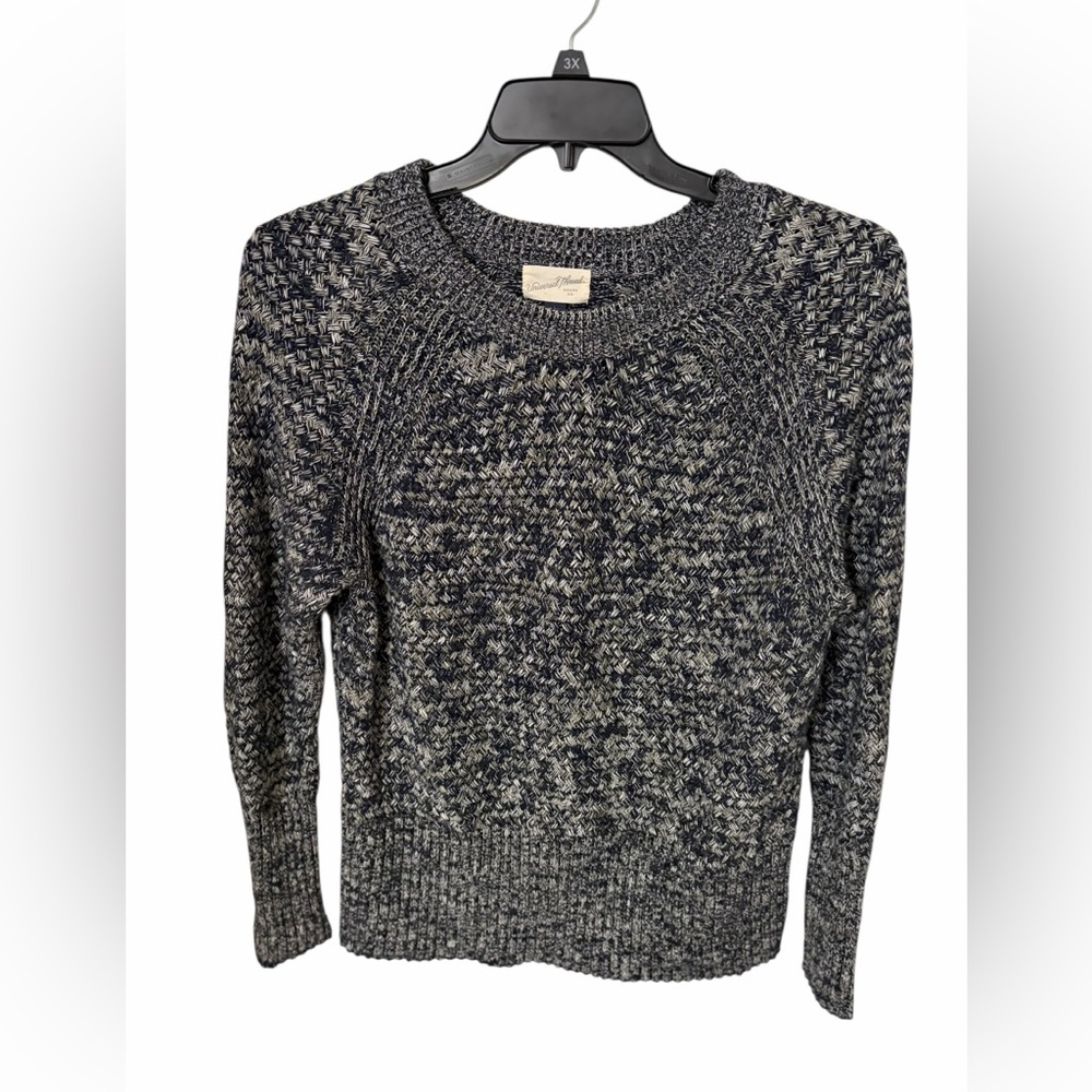 Universal Thread Cotton Marled Chunky Knit Sweater Blue Gray Cabin Cozy L